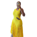 European and american cross-border women's fashion:  summer new arrival - chic asymmetrical slit dress with slanted neck and waist-cinching design