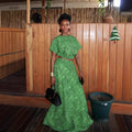 European and american cross-border women's fashion  winter new collection: short-sleeve crew neck loose-fit top and waist-cinching long skirt set
