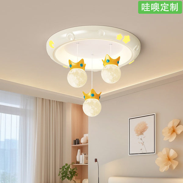 [Wow] Warm cream wind resin ceiling lamp creative crown hanging ball children's room eye protection lamp