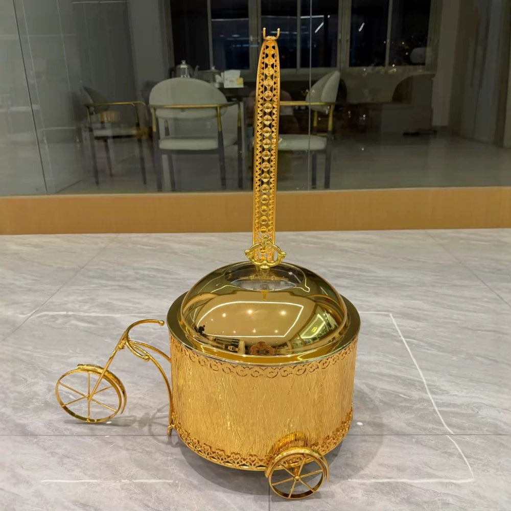 supply of wedding hotel stainless steel golden 8l thermal pot buffet catering thermal pot banquet car equipment