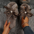Fall and winternew arrivalmuffa slippersbows cross-border slippers indoor and outdoor slippers women insheattech cross slippers women