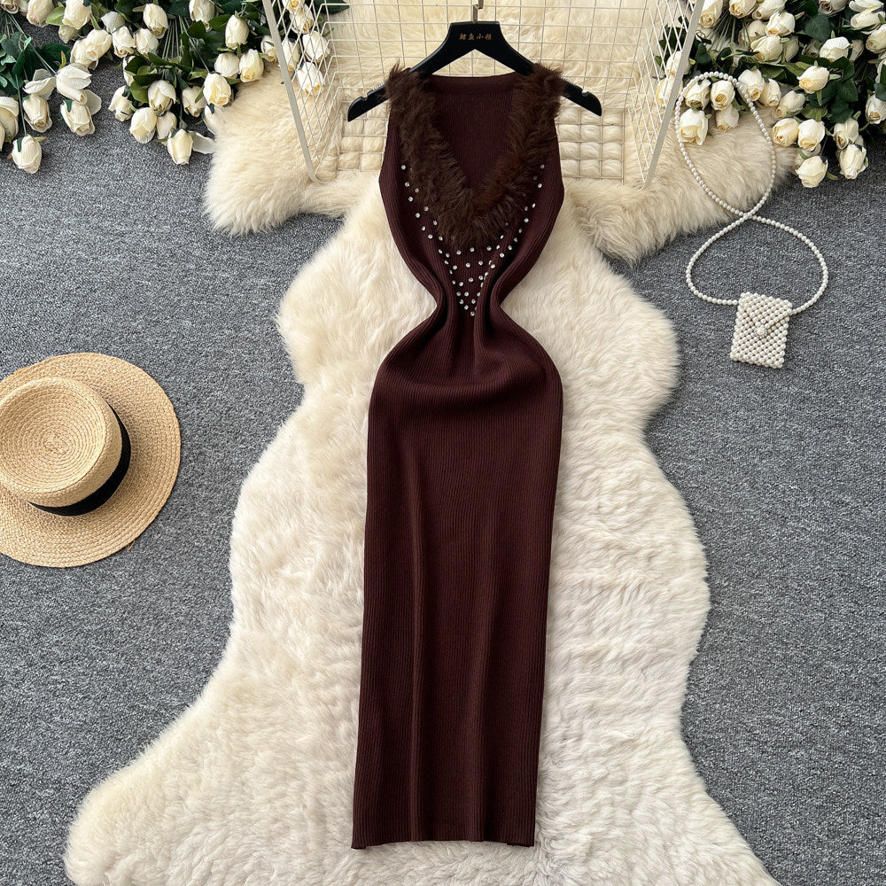 French riviera style halter sleeveless dress - women's summer cinched waist slimming tiered ruffle cake dress