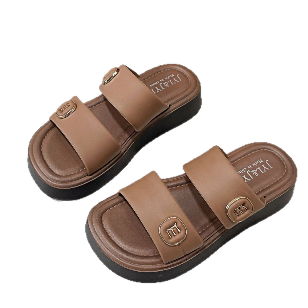 Non-slip spring and summer new arrival british style flip-flops women's thick sole british buckle roman sandals women's slippers new arrival