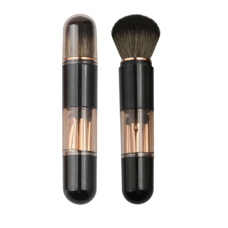 Six-in-one portable telescopic makeup brush, soft bristle blush, eye shadow brush, powder bottom brush, beauty tool, complete set of makeup brushes