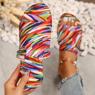 European and american plus size flat sandals for women,  summer new arrival, comfortable open-toe beach slippers, factory wholesale