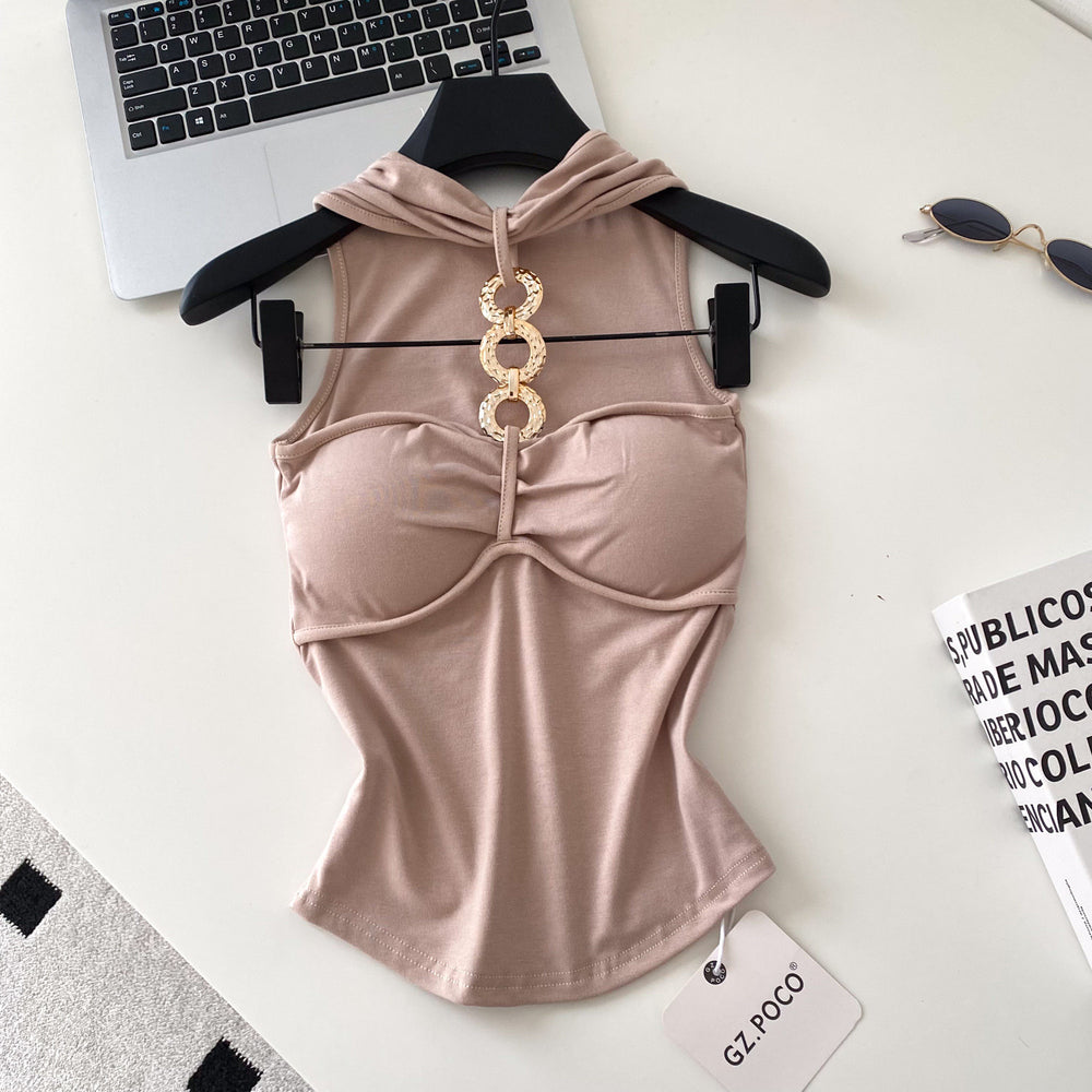 Sexy ring detail cami top - women's summer outerwear, slim fit, commute style, sleeveless top - new  inner layer