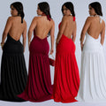 C7225 cross-border   fashion women's sexy deep v slit evening gown dress
