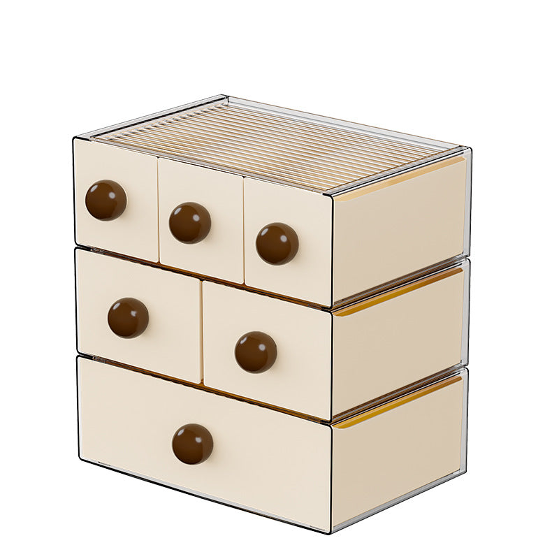 Desktop Stationery Storage Box Handmade Ledger Drawer Shelf Desk Station Organizing Box Dust-proof Storage Box