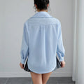 Spring/summer/autumn solid color front button long sleeve shirt - casual, minimalist, stylish, and versatile top, perfect for everyday commuting