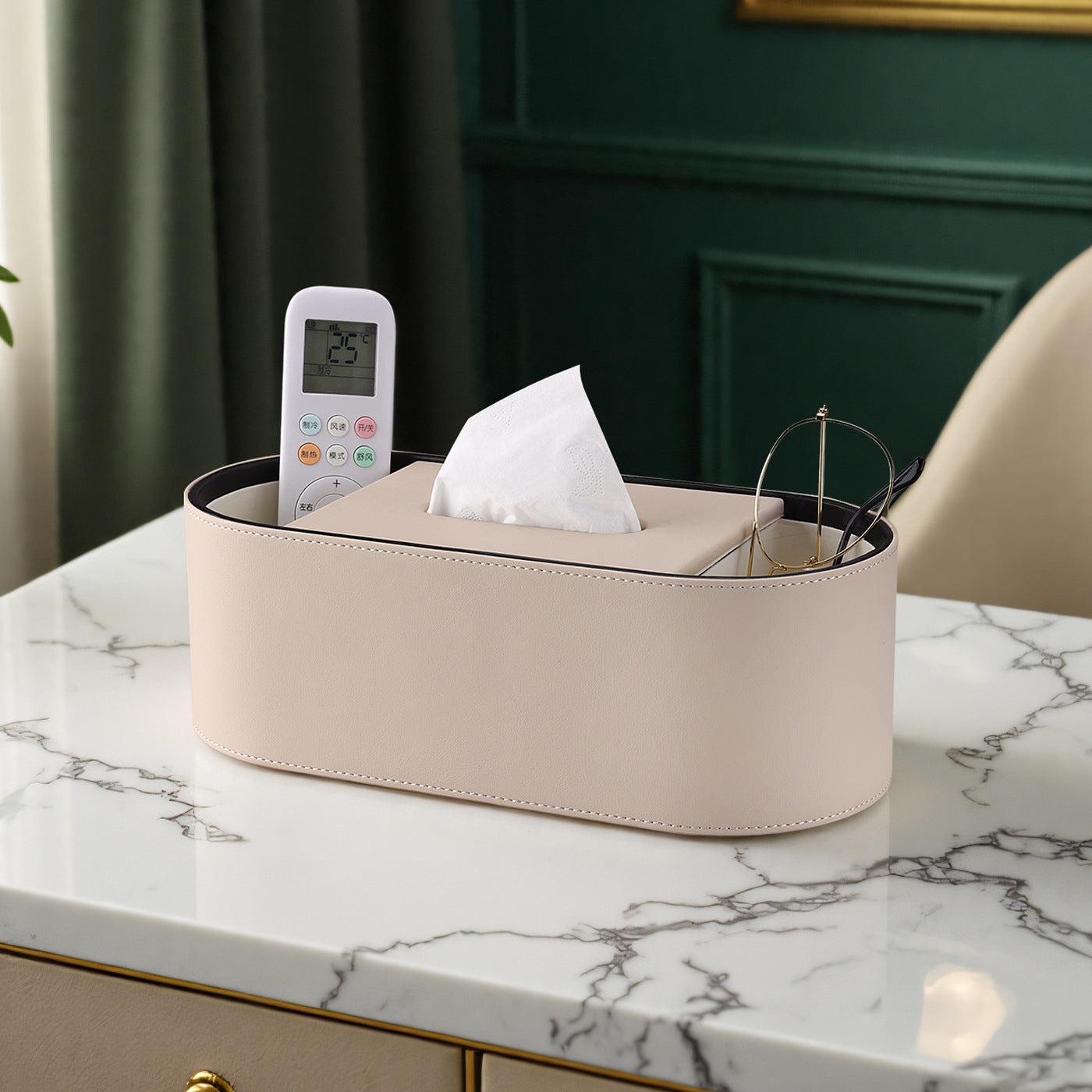 Oval tissue box, living room, high-end home dining room, creative light luxury coffee table, desktop remote control, storage and paper drawing