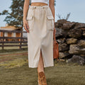 Fashion cross-border export women's summer new style  washed lace-up workwear denim slit skirt skirt
