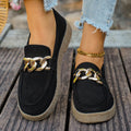 Export metal chain thick bottom loafers for women autumnew arrival cloth large size cross-border low-top shoes wholesale