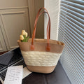 New woven bag large capacity tote bag simple versatile shoulder bag casual travel commute tote bag women's bag