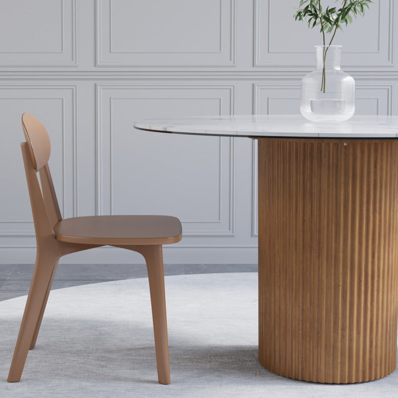 Direct from the factory: customizable rock slab round dining table, modern minimalist solid wood color dining table and chairs, designer combination meeting table