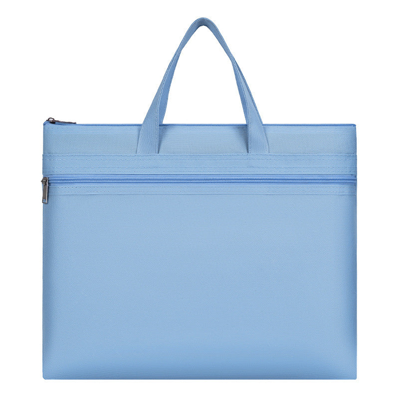 Waterproof oxford cloth student tote document bag - macaron double-layer zipper pouch - file, homework, and briefcase organizer
