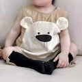 Baby summer outfit: adorable bear sleeveless romper for boys and girls - lightweight, cartoon design, perfect for outdoor adventures and 100-day celebrations