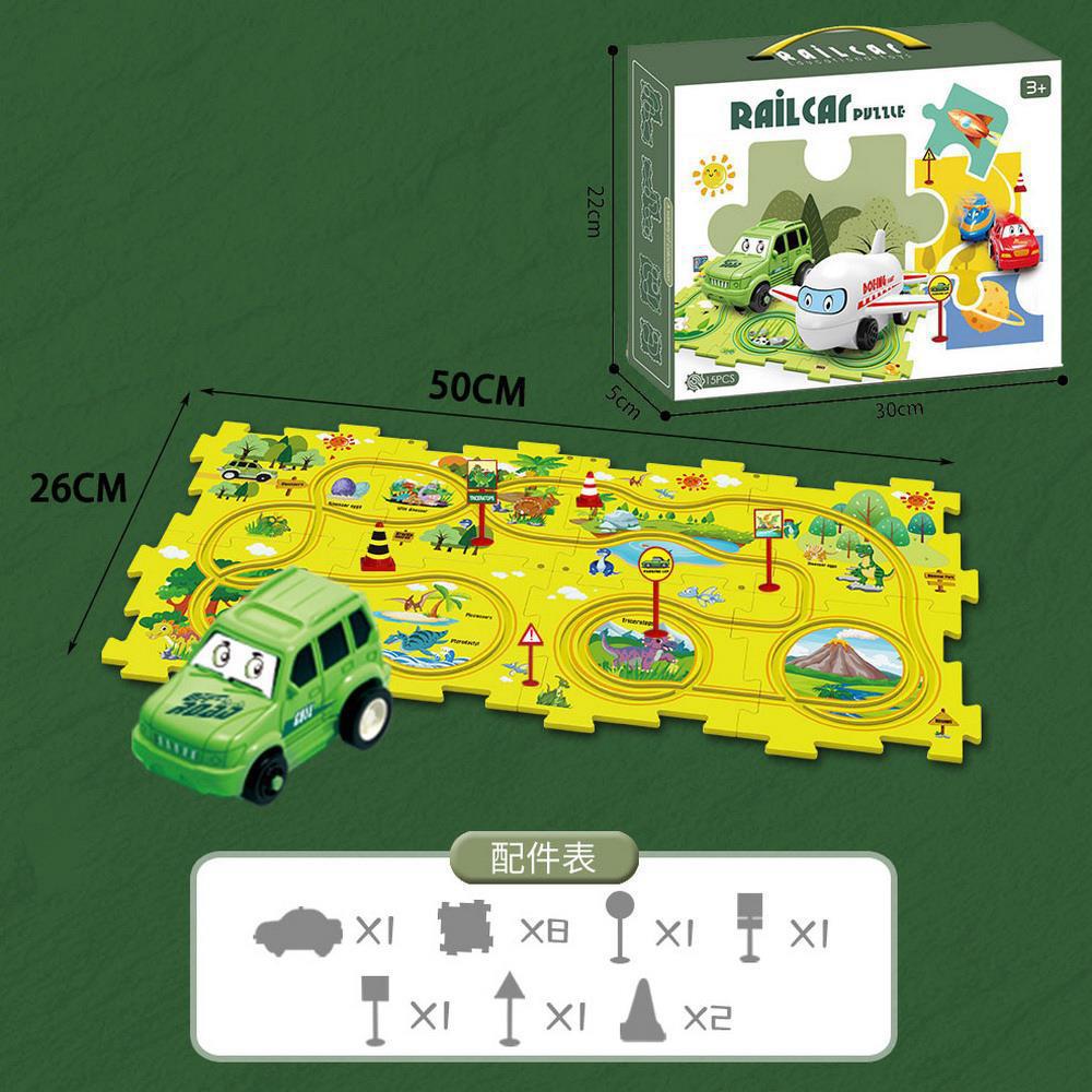 puzzle track car diy free assemble multi-scene map track electric car kids educational toy