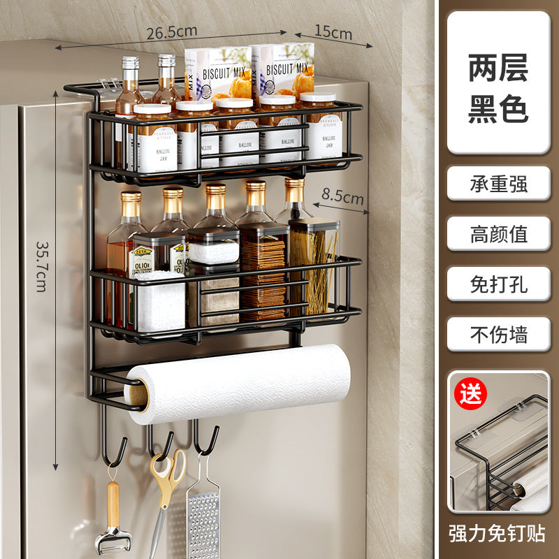 Refrigerator shelf Side storage rack Artifact Kitchen supplies Household Daquan Side wall plastic wrap Multi-layer hanging shelf