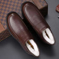 Men's winter warm cotton shoes - fleece lined, non-slip, casual high-top cotton shoes for men, elderly cotton shoes, men's leather cotton shoes for seniors