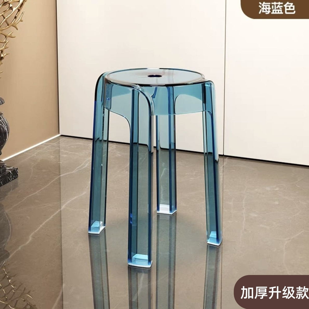 Minimalist chic stool - commercial grade, thickened, stackable, transparent round stool chair - acrylic chair, plastic stool for home use