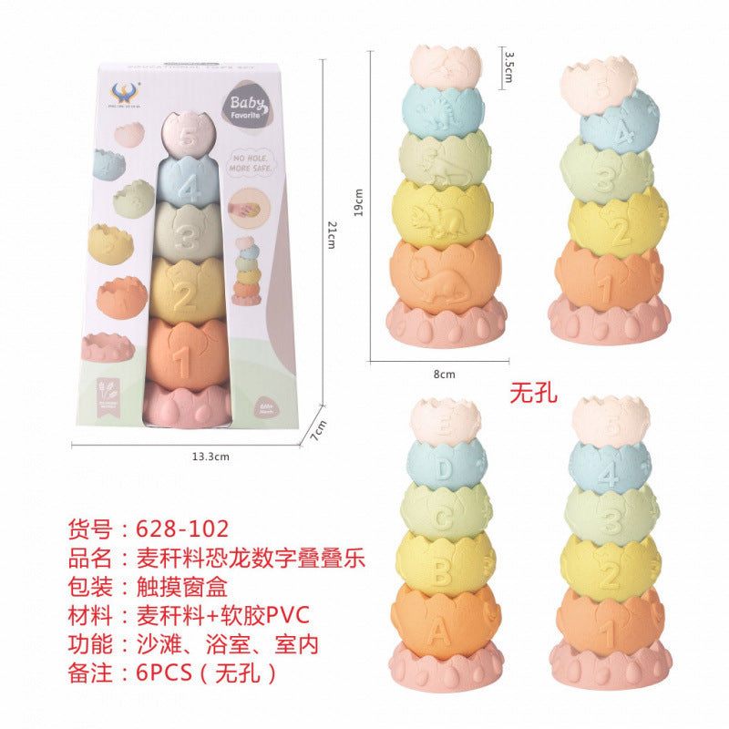 Cross-border  vinyl environmental protection early education shape color cognition bathroom water toy gift stacking music set