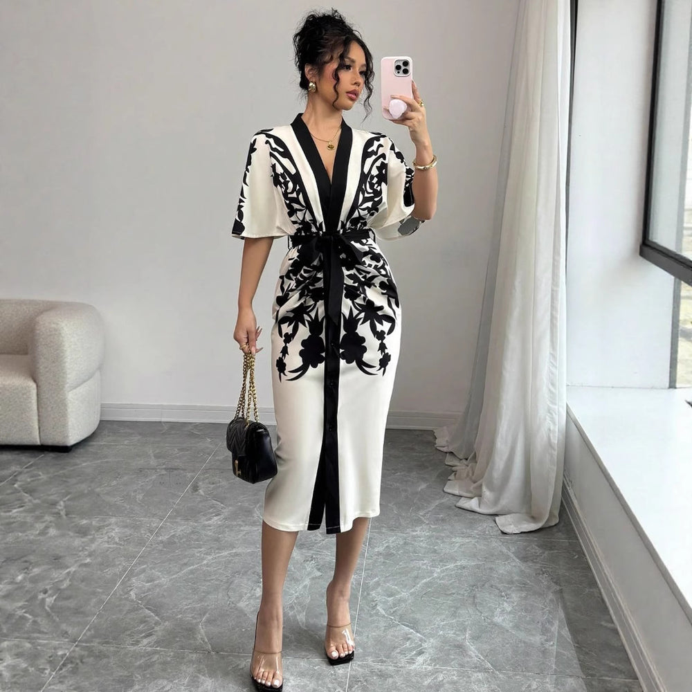 European and american fashion  new arrival: cross-border retro style positional print slit cuff cardigan top - women's long sleeve outerwear
