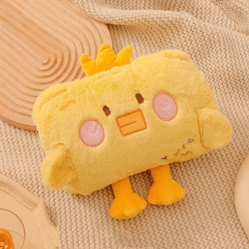 Gb standard rechargeable electric hot water bottle - cute cartoon plush hand warmer for winter - dual hand insert, detachable and washable