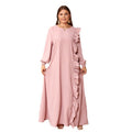 supply plus sizelong sleeves round neck rufflesloose long skirt robe long skirt dress special price