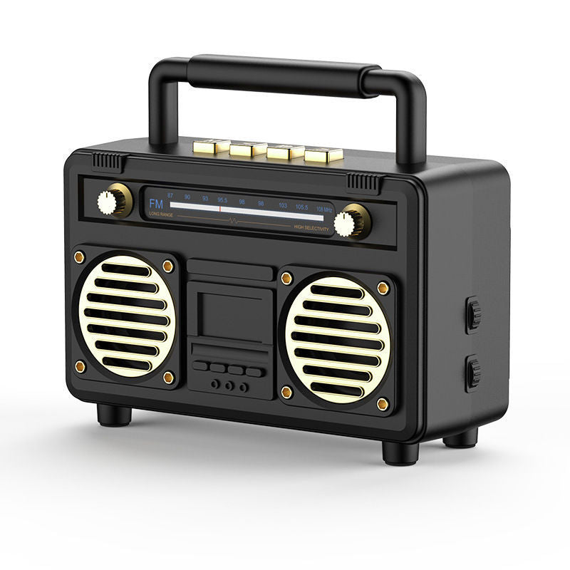 New retro bluetooth speaker - super loud volume, small home audio system with 9d surround sound, deep bass, and card slot - nostalgic sound