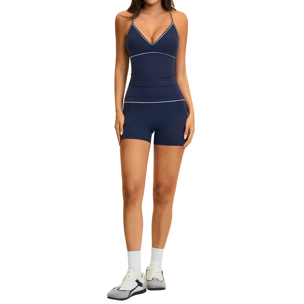 new yoga outfit: high-waisted peach lift, color block, push-up, and beautiful back design - activewear set 9615