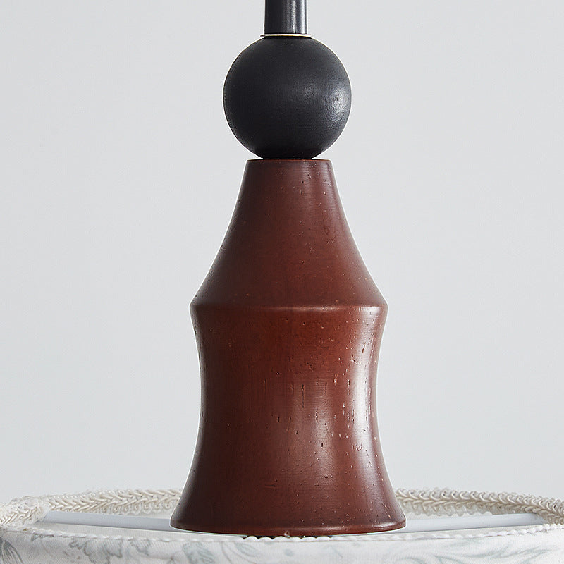 Walnut French medieval bedroom living room small chandelier retro Nanyang walnut high-end fabric printing chandelier