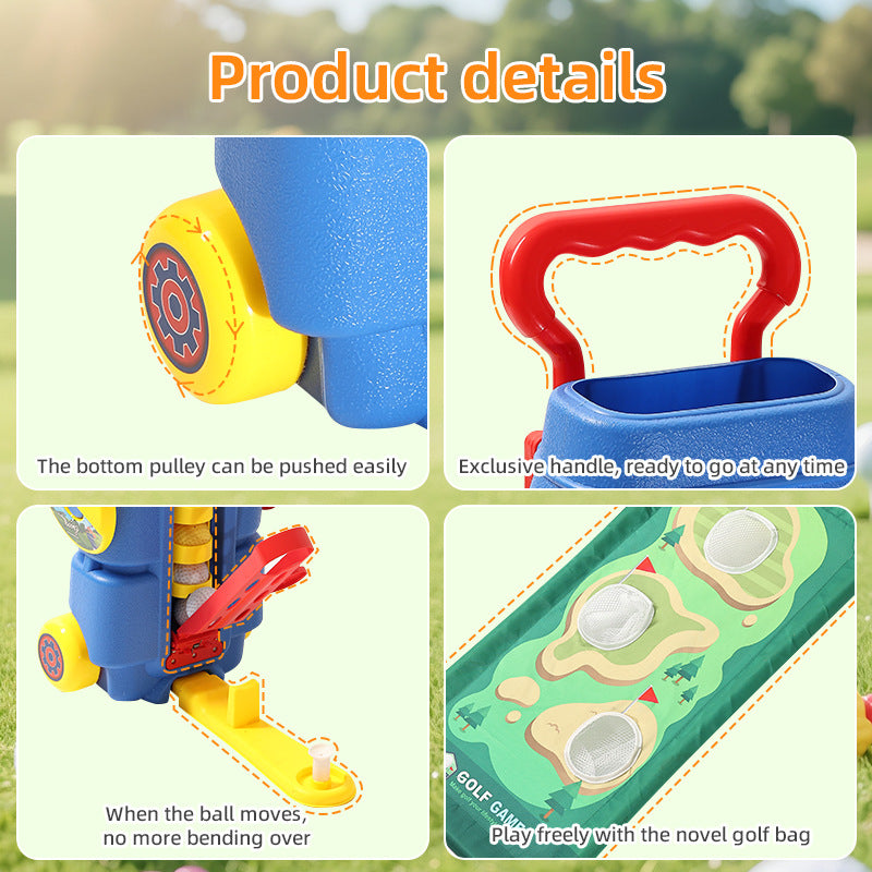 Hand-pushed kids golf set indoor and outdoor telescopic box sports toys family interactive sports simulation batch