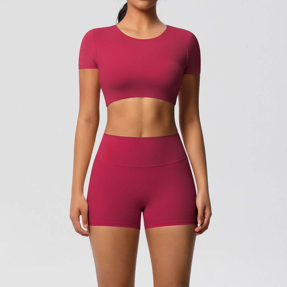 New arrival: european and american style solid color double-sided brushed breathable compression yoga set - 8 piece activewear set for running and fitness