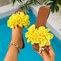 Wholesale women's plus size summer  new half-slippers: floral flat sandals, versatile one-strap slides for outdoor wear
