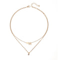 European and american cross-border fashion niche letter heart necklace, stylish and versatile metal diamond-studded layered choker for women