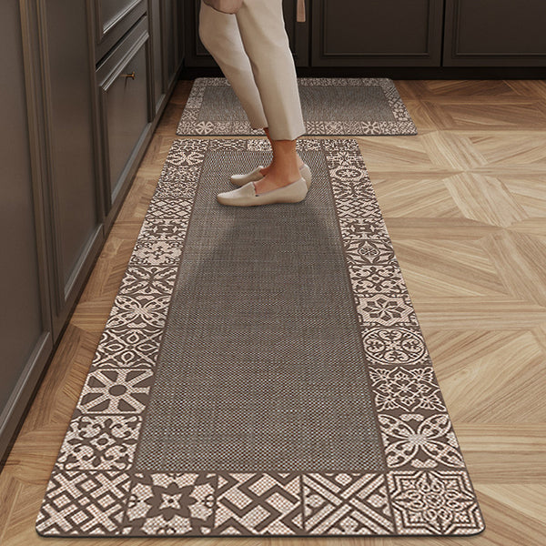 Retro Belgian fleece kitchen dirt-resistant floor mat absorbs water and oil, leave-in, wipe it clean, enter the door floor mat non-slip carpet