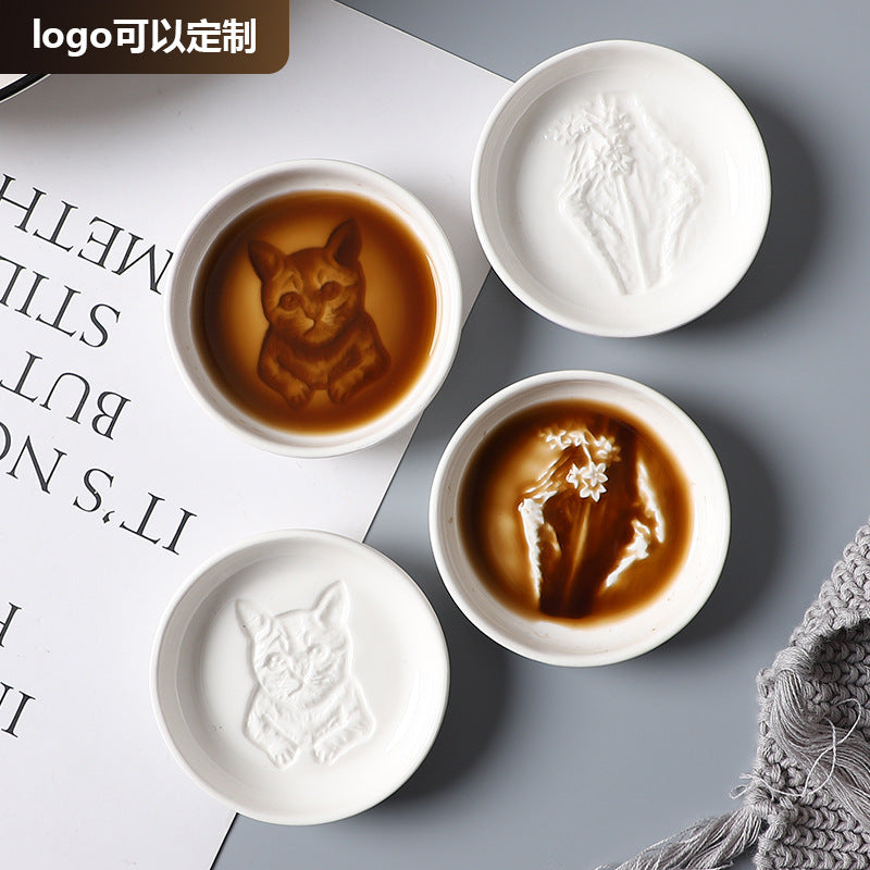 Ceramic tableware cartoon seasoning dipping dish for home bowls and chopsticks creative sauce hotel cute side dish soy sauce personalized