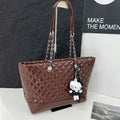 Large capacity retro diamond quilted chain women's bag autumn/winter solid color commuter tote cross-border new small chanel-style shoulder bag