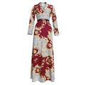 Fashion cross-border supply  plus size women's long skirt with belt african clothing printing chiffon dress