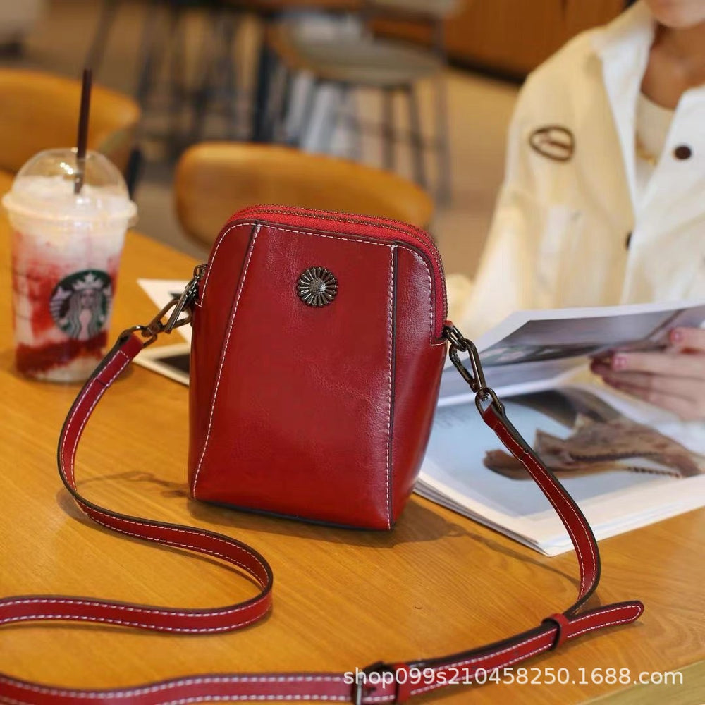 Cowhide small bag crossbody bag for women 2025new arrivalpopulareasiest for match mobile phone bag for women niche styleclassy shoulder bag trendy