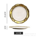 Accessible luxury pastry plate ceramic gold rim western food plate special ceramic steak plate commercial tableware casual model room decoration