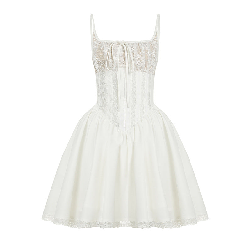 2025 Cross-border French light luxury ballet style sweet tutu skirt sexy hook button waist pure desire suspender dress short skirt