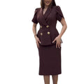 New arrivalwork clothing lapel double breasted tops high waisteasiest for match brown hip skirtsuit two-piece set