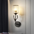 Home crystal wall lamp bedroom antler bedside lamp modern minimalist light luxury creative living room background wall corridor lamp
