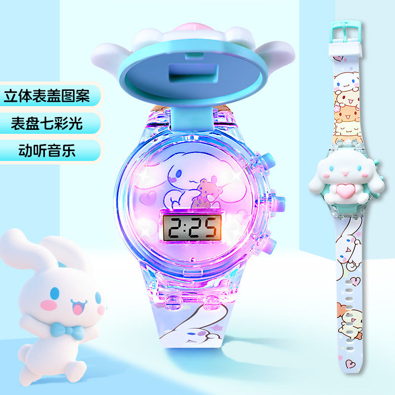 Kids' cartoon watch toy - musical, light-up electronic watch with flashing lights - kuromi toy - gift for boys and girls - perfect for kindergarten