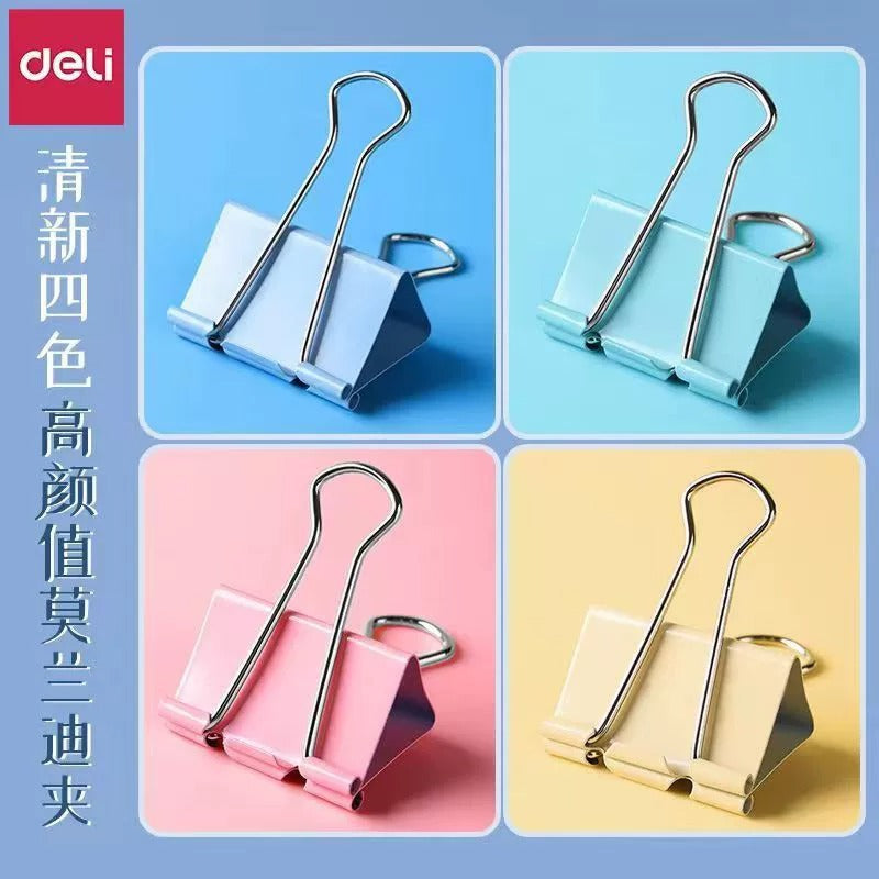 Deli 8552ES Color Long Tail Clip Swallow Tail Clip 41mm Metal Clip Ticket Clip 24 Iron Clip Fish Tail Clip