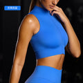 new arrival zipper tops female hot girl running bubble wrap sleeveless sports vest breathable fitness clothing wholesale