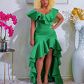 African cross-border sourcing:  new solid color loose fit evening gown, slim-fit long dress - exclusively for cross-border e-commerce