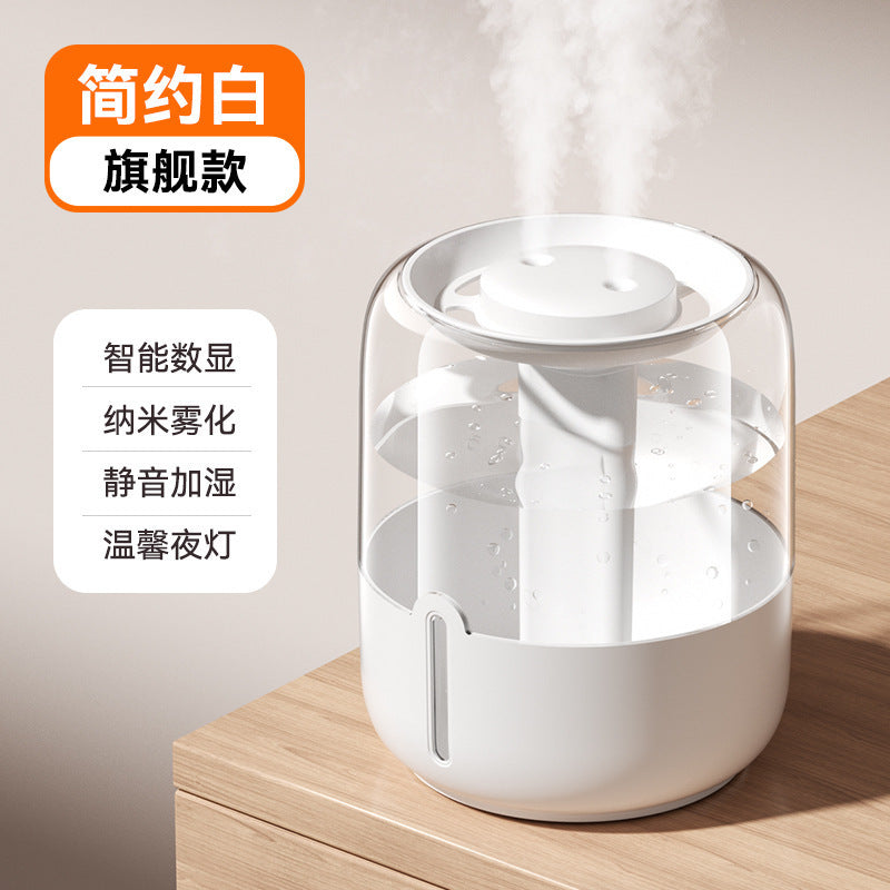 large capacity transparent humidifier with digital display, night light, quiet operation, hydration, gift for office, pregnant women, and baby bedroom