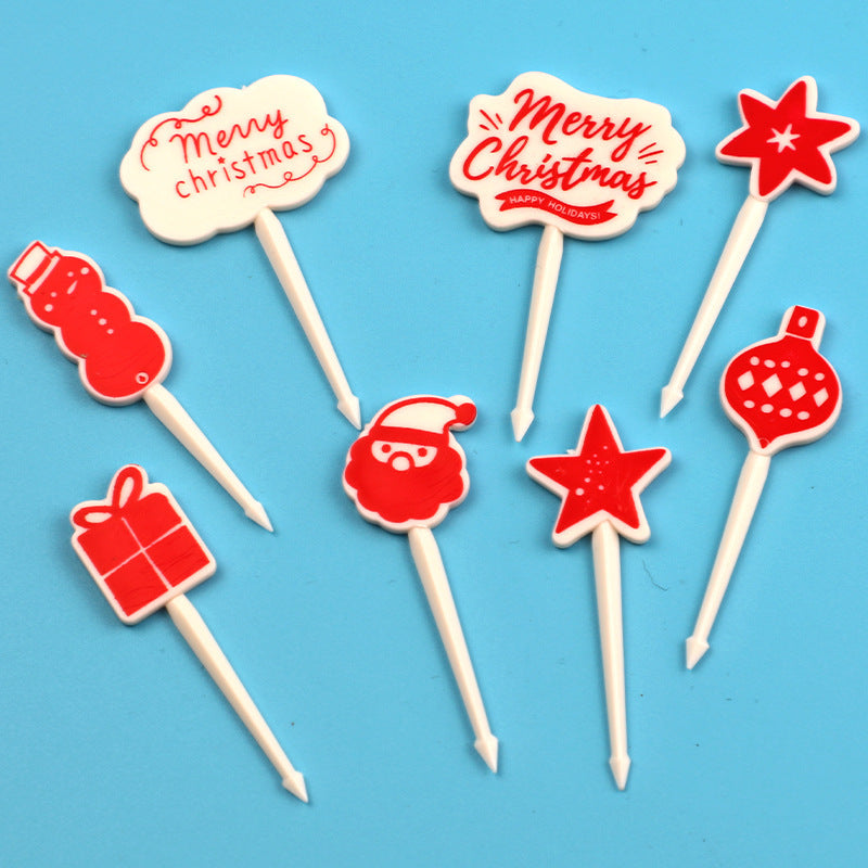 Home party letter fruit fork creative children's animal cute christmas fruit fork set bento tag